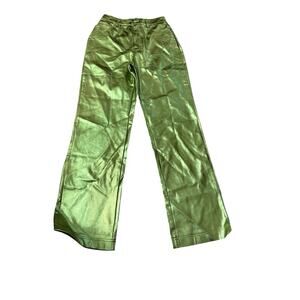 Nasty gal Metallic Faux Leather Pants Ladies Size 4 Green NWOT